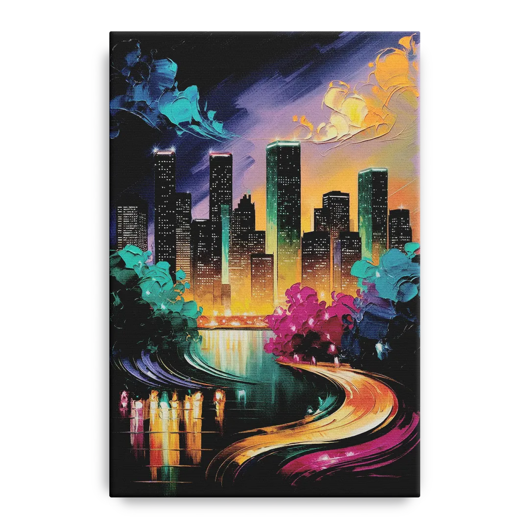 Houston Vibrant Nights - Canvas Wall Art