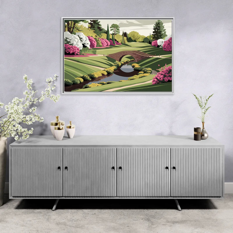 Augusta National Green Landscape - Living Room White Frame Canvas