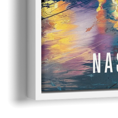 Nashville Artistic Skyline - Close-Up White Frame Canvas