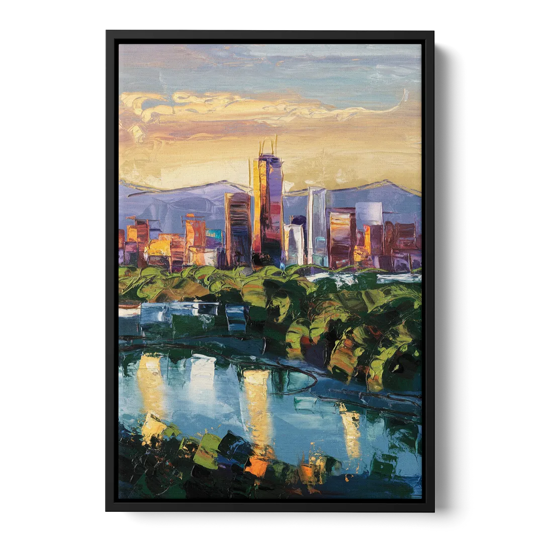 Ashland Skyline at Sunset - Black Frame Canvas