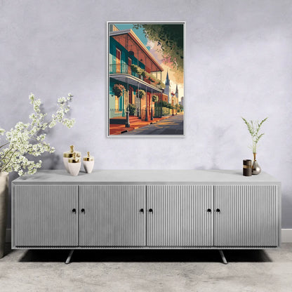 New Orleans Historic Architecture - Living Room White Frame Canvas