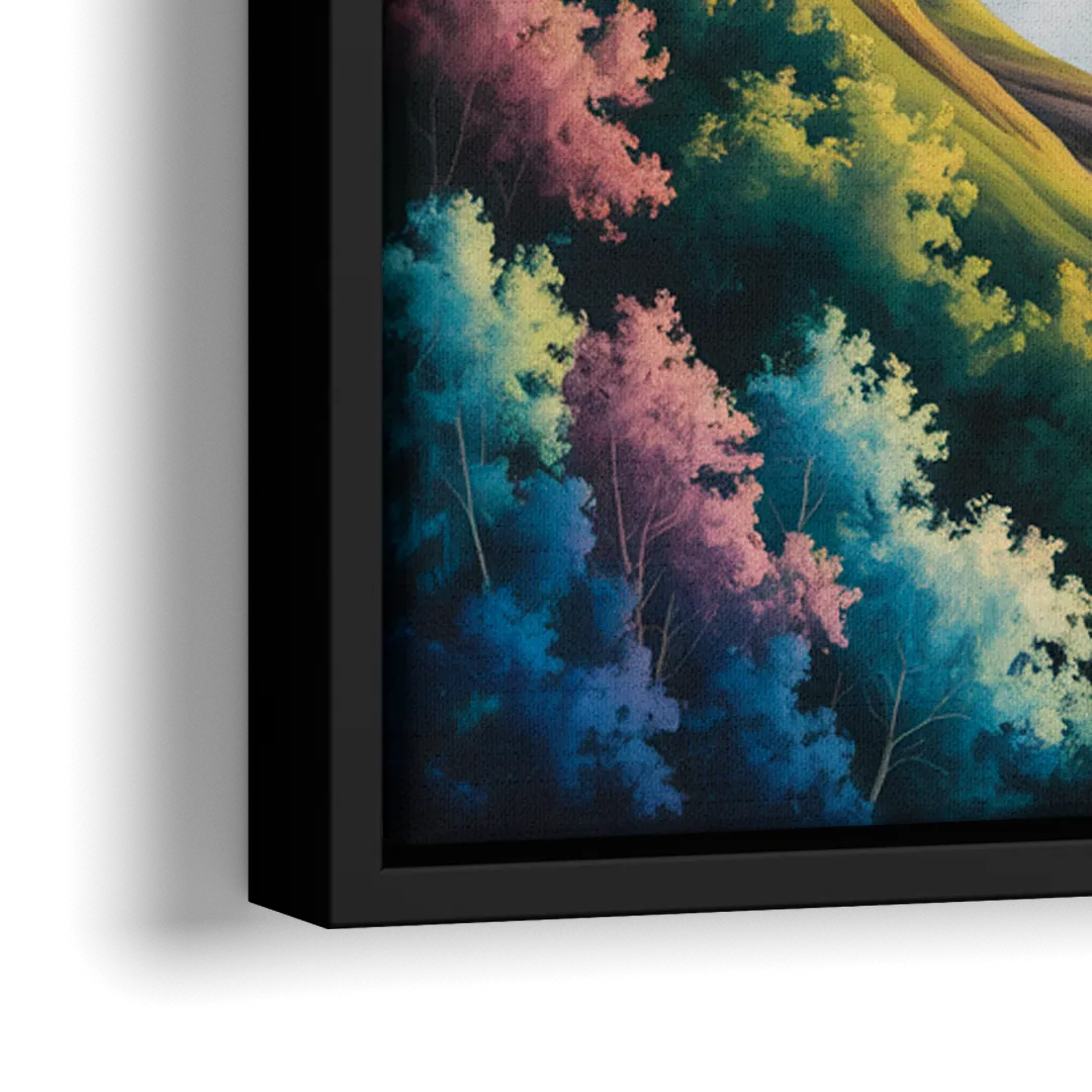 Niagara Falls Color Burst - Close-Up Black Frame Canvas