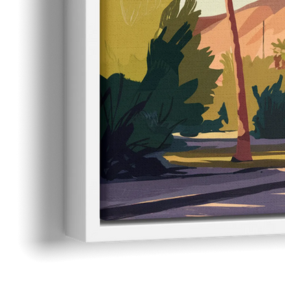 Palm Springs Palm Trees and Sky - Close-Up White Frame Canvas