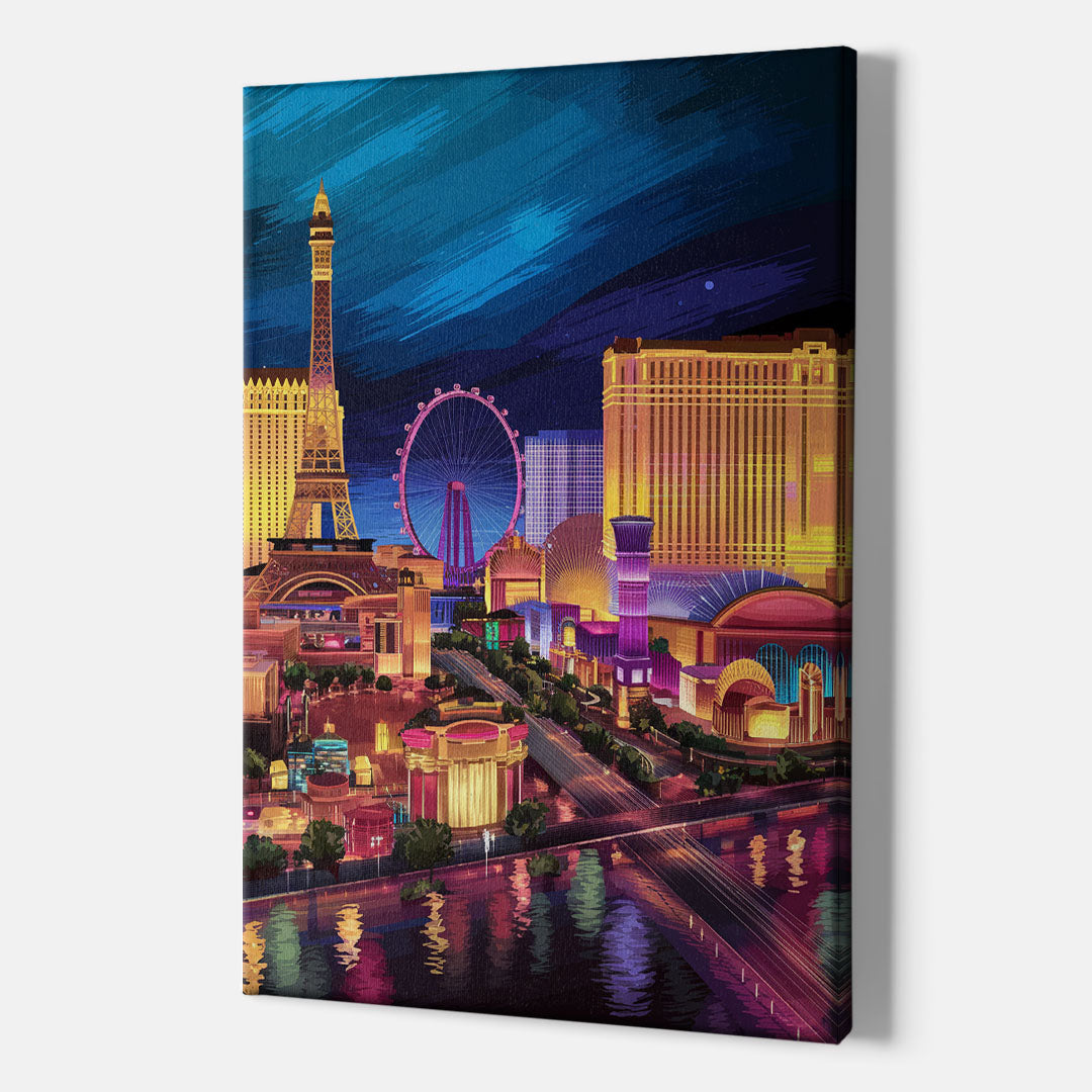 Las Vegas Skyline Panorama - Canvas Wall Art Indoor