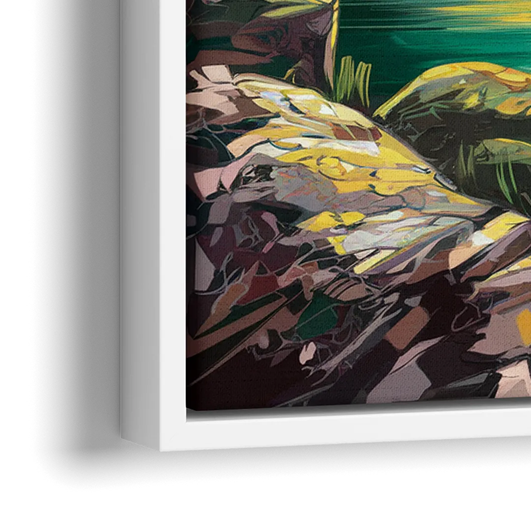 Spokane Waterfalls Scene - Close-Up White Frame Canvas