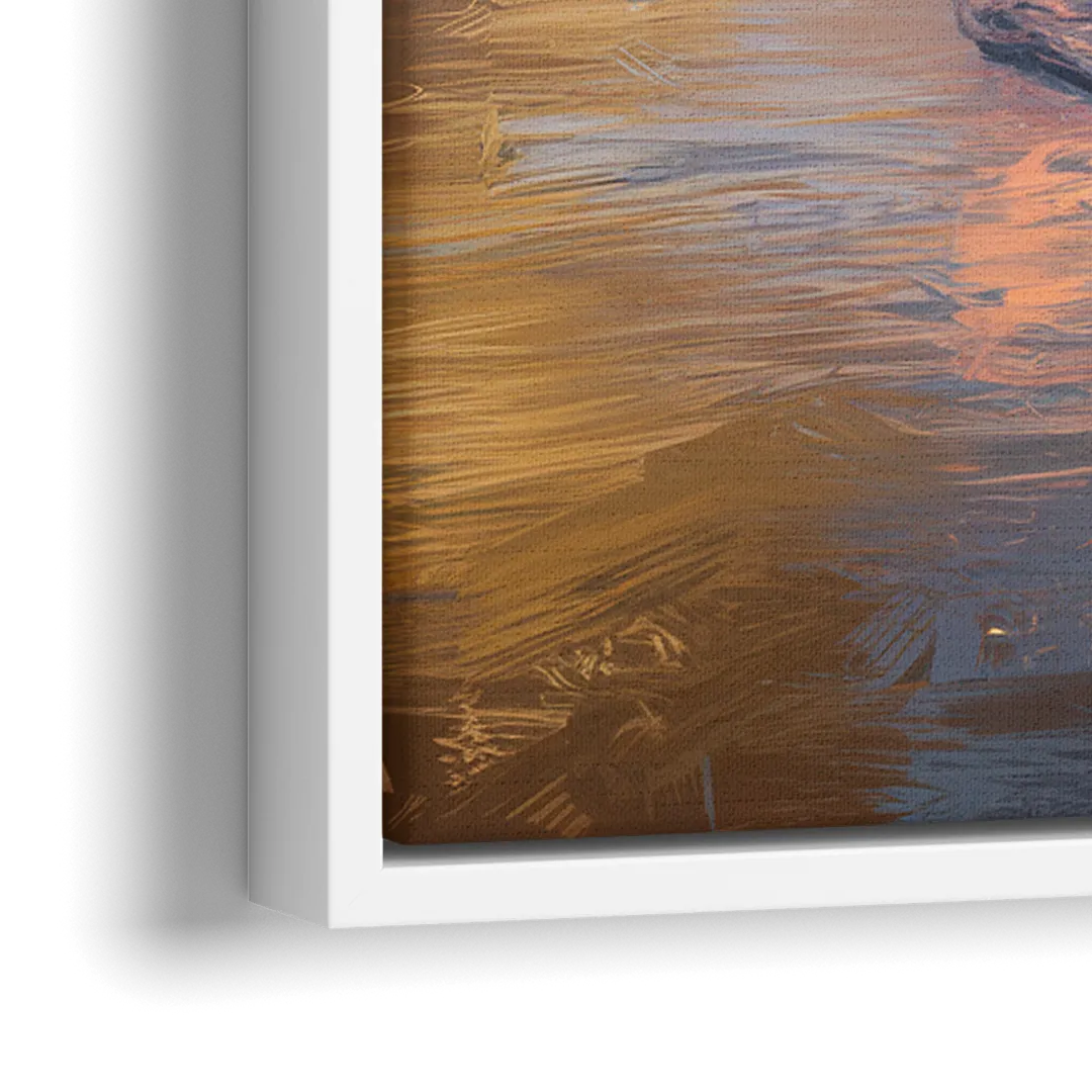 Miami Coastal Horizon - Close-Up White Frame Canvas