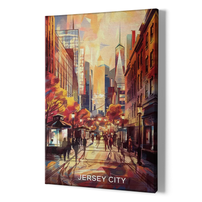 Jersey City Downtown Streetscape - Canvas Print Art Sides