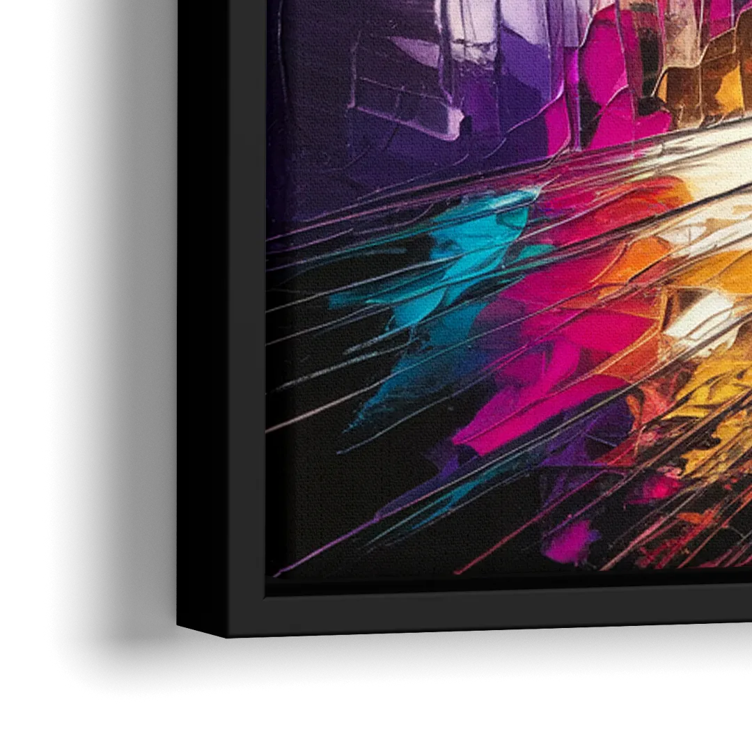 Las Vegas Neon Nights - Close-Up Black Frame Canvas