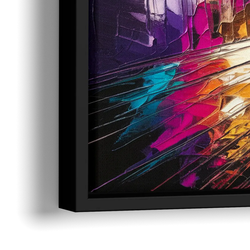 Las Vegas Neon Nights - Close-Up Black Frame Canvas