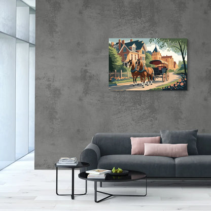 Mackinac Island Horse Carriage Ride - Canvas Wall Art Living Room