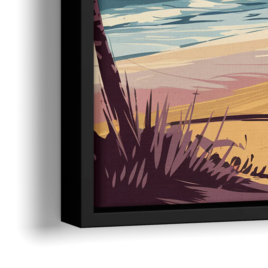 Long Beach California Coastal Scene - Close-Up Black Frame Canvas