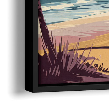 Long Beach California Coastal Scene - Close-Up Black Frame Canvas