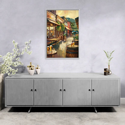 Asheville Local Brewery District - Living Room White Frame Canvas