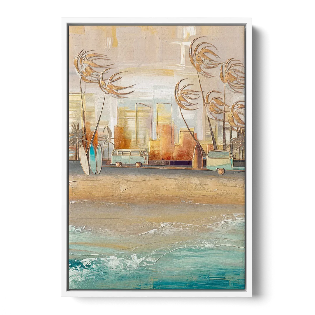 San Diego Pacific Beach Vibes Surf - White Frame Canvas