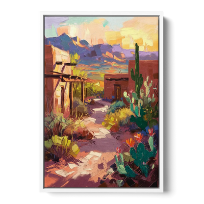 Santa Fe Desert Trail - White Frame Canvas