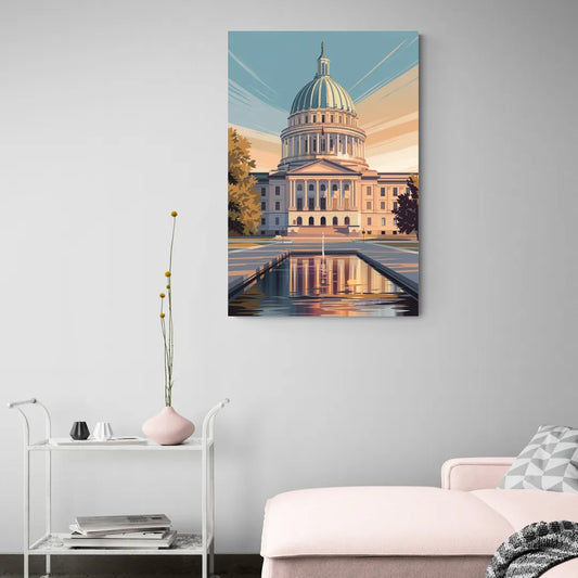 Madison Capitol Reflection - Canvas Wall Art Living Room