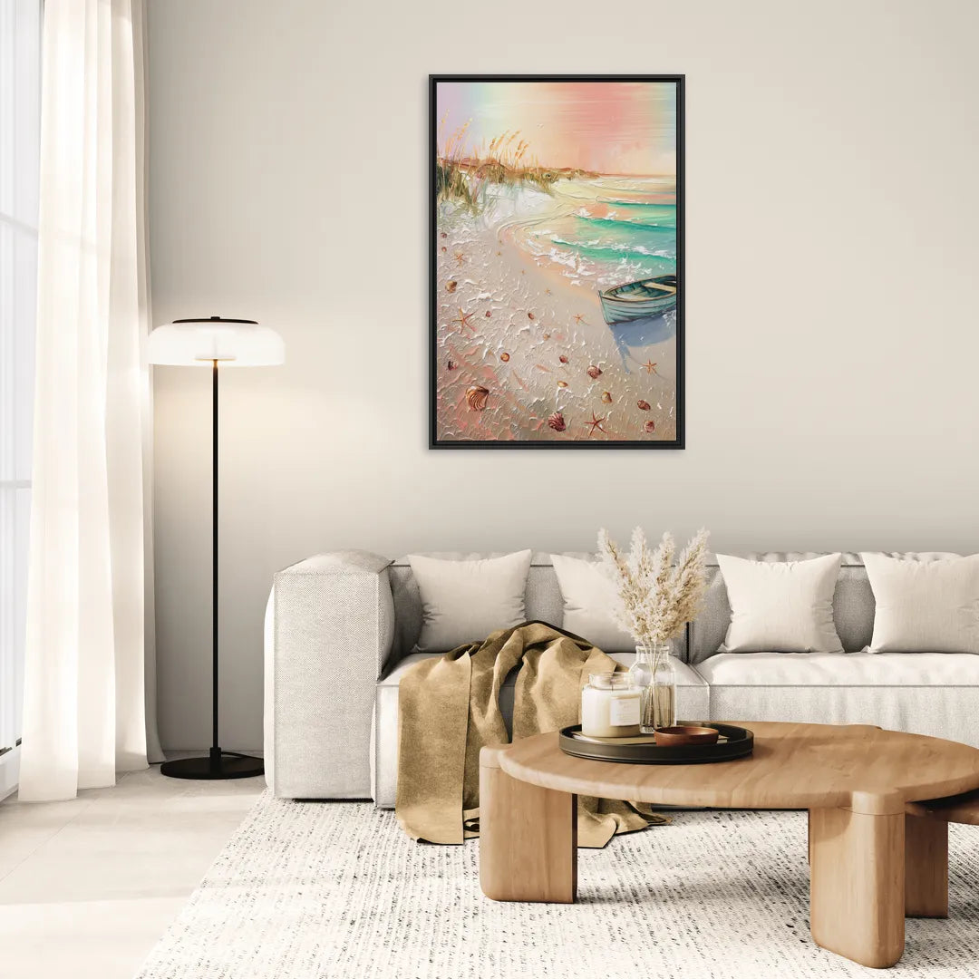 Virginia Beach Nautical Charm - Living Room Black Frame Canvas