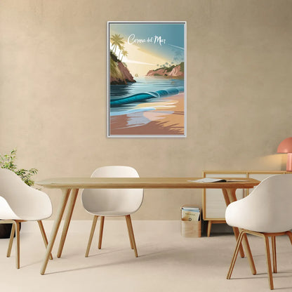 Corona Beach Vibes - Living Room White Frame Canvas