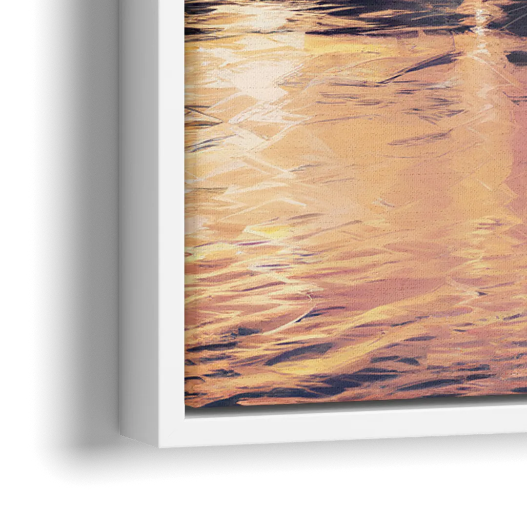 Buffalo Skyline at Sunset - Close-Up White Frame Canvas