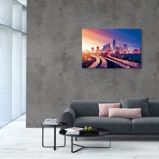Atlanta Aerial City View - Canvas Wall Art Living Room