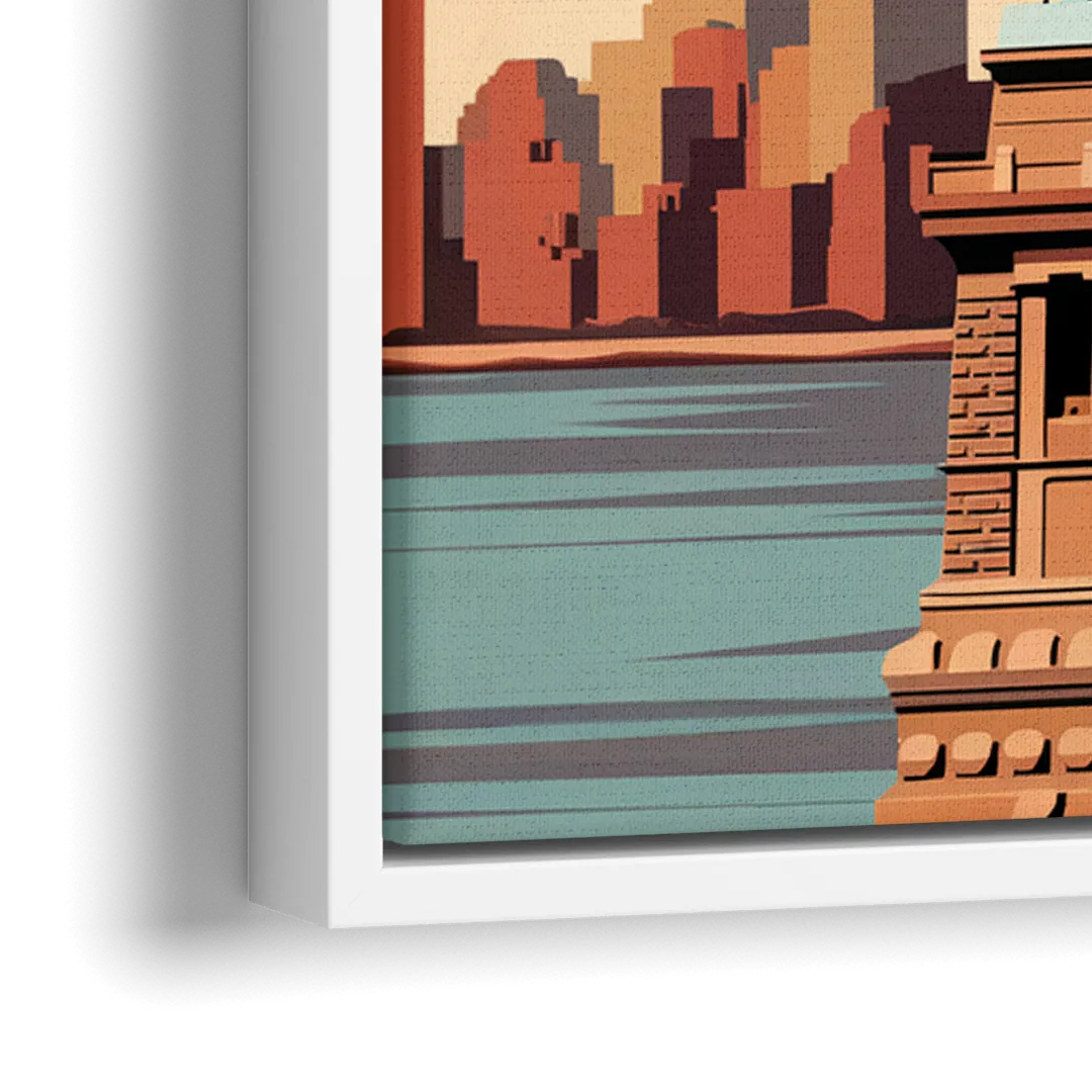 New York City Statue of Liberty - Close-Up White Frame Canvas