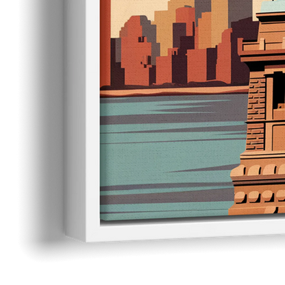 New York City Statue of Liberty - Close-Up White Frame Canvas