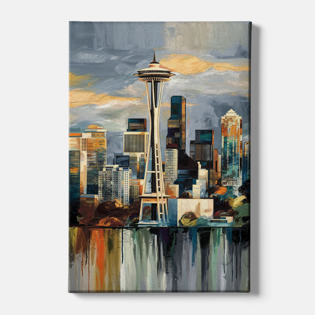 Seattle Skyline Panorama - Canvas Wall Art