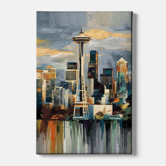 Seattle Skyline Panorama - Canvas Wall Art