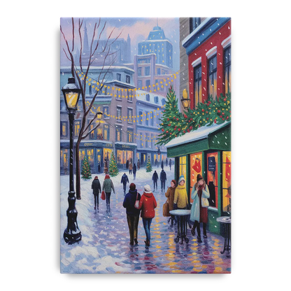 Quebec City Christmas Lights - Canvas Wall Art