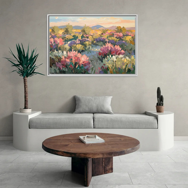 Tucson Wildflower Fields - Living Room White Frame Canvas