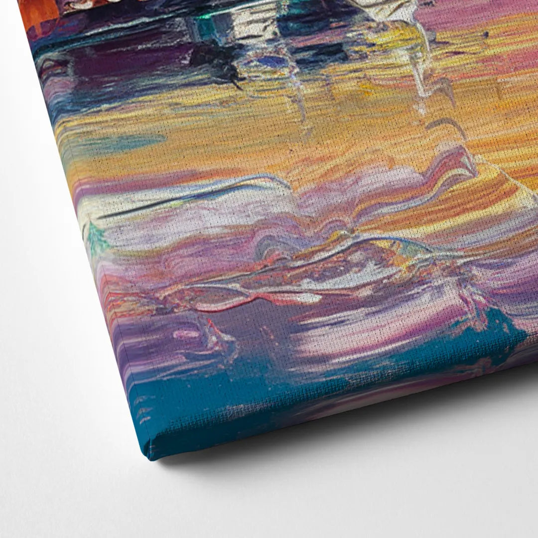 Cleveland Skyline At Sunset Canvas Close Up