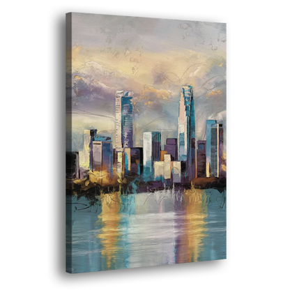 Charlotte Uptown Skyline - Canvas Print Art Sides