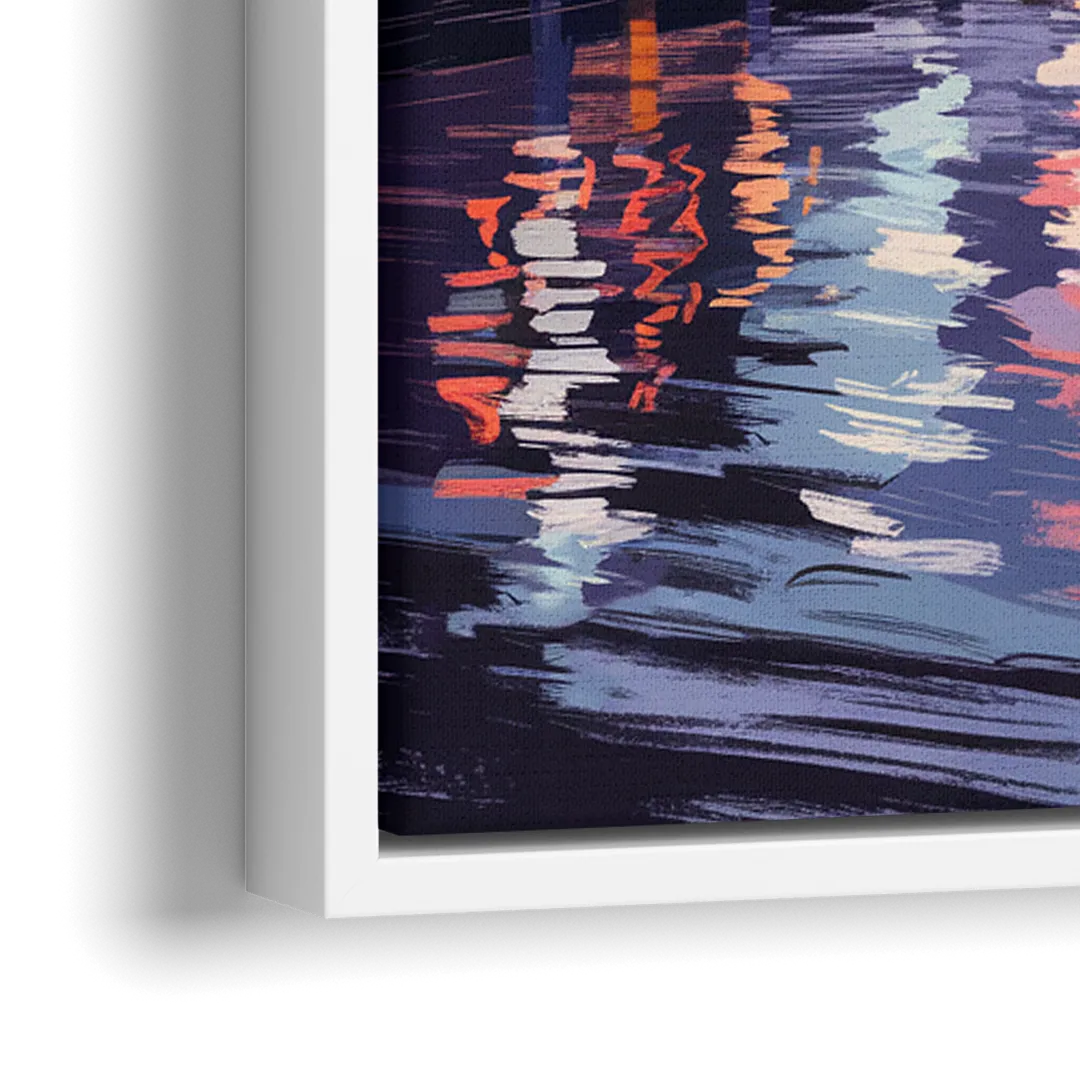 Seattle Waterfront Scene - Close-Up White Frame Canvas