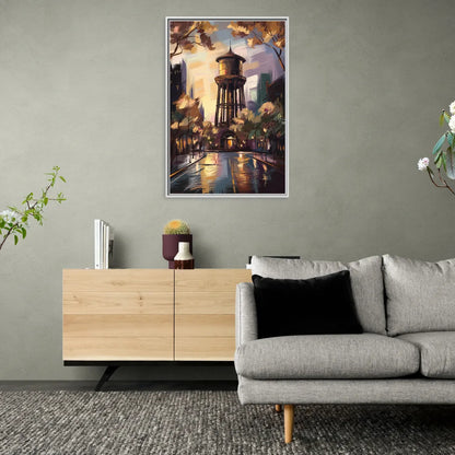Chicago Historic Water Tower - Living Room White Frame Canvas