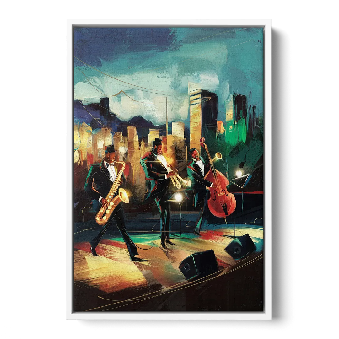 Salt Lake City Jazz Tribute - White Frame Canvas