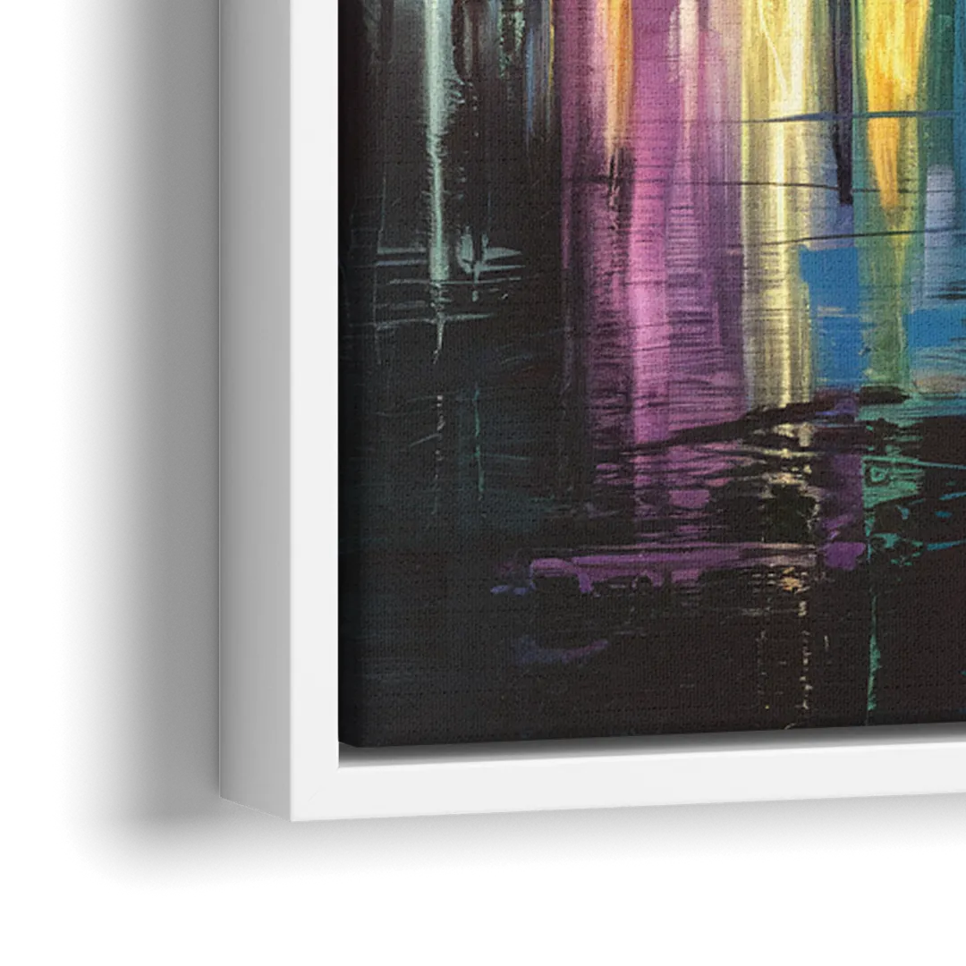 San Diego City Lights - Close-Up White Frame Canvas
