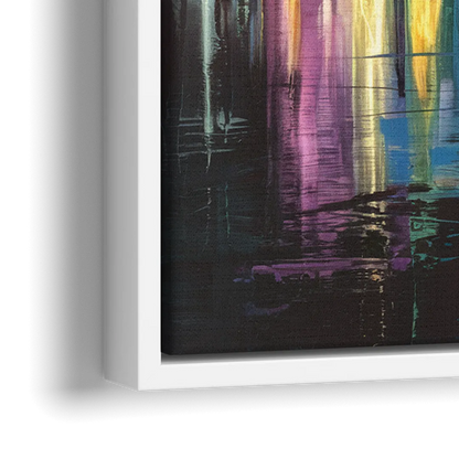 San Diego City Lights - Close-Up White Frame Canvas